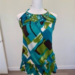 Stylish Green and Blue Women's Top